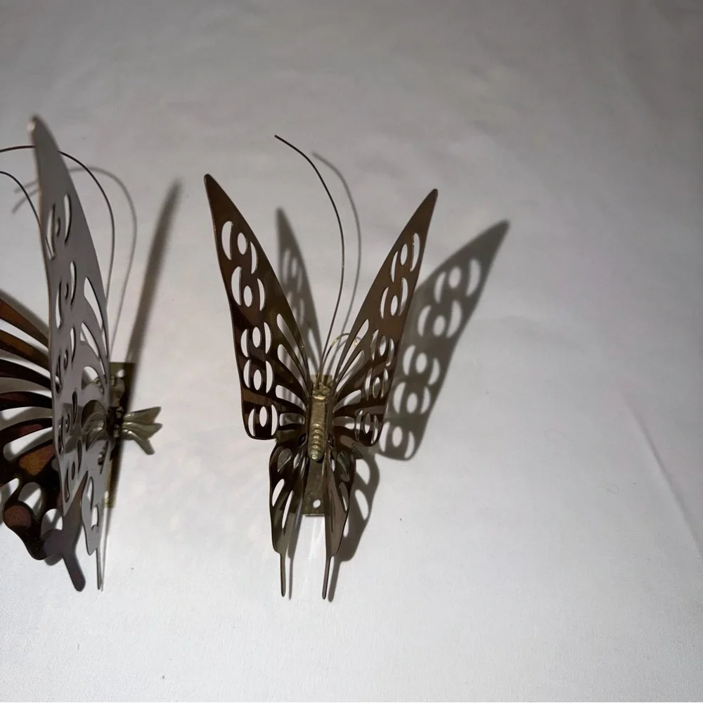 Vintage MCM Set of‎ 3 Brass Butterfly Wall Hangings